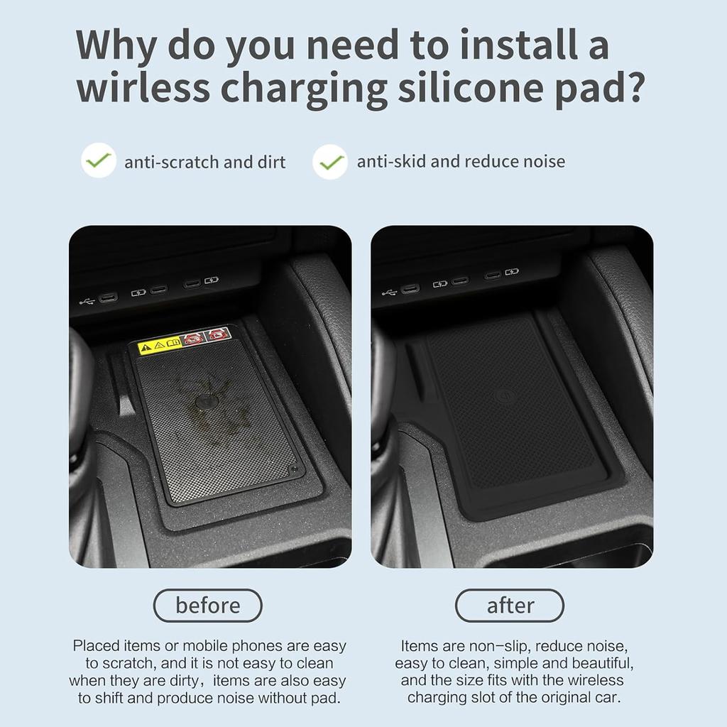 Smabee Center Console Wireless Charging Protective Mat For 2024 2025 Toyota Land Cruiser Prado 250 J250 LC250 Accessories Silicone Non-Slip Pad