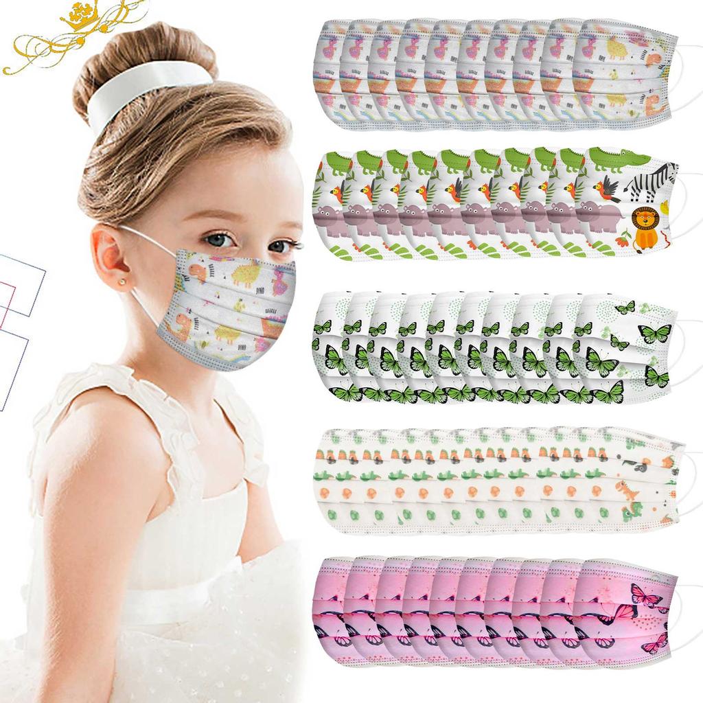 Children's Cartoon 5 Mixed Disposable Three-Layer Protective Cover 50pcs