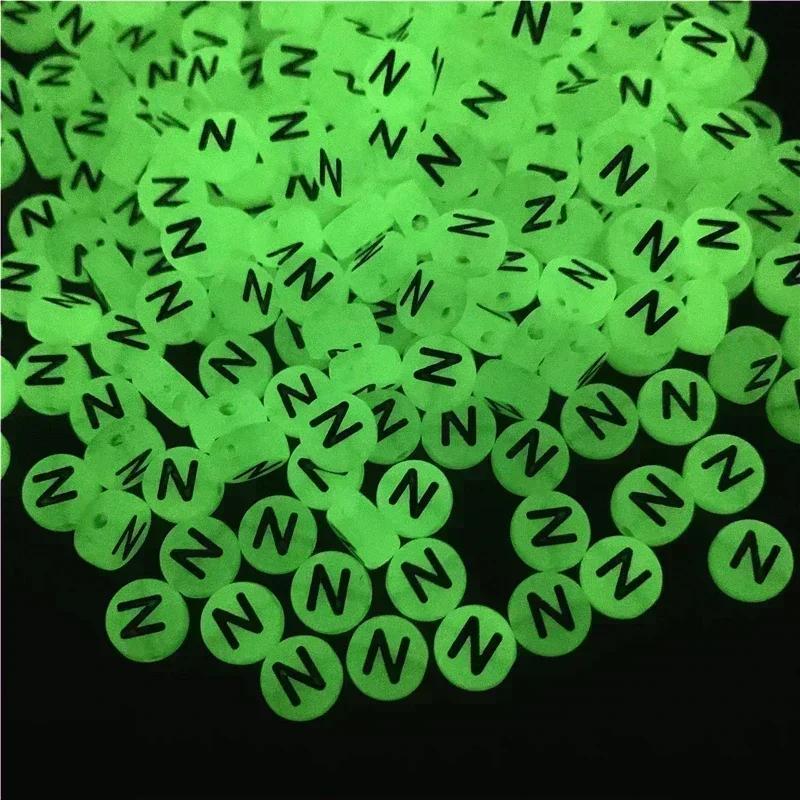100-500PCS Acrylic Luminous A-Z 26Letter Beads Loose Spacer Alphabet Beads For Jewelry Making DIY Charms Bracelet Necklace