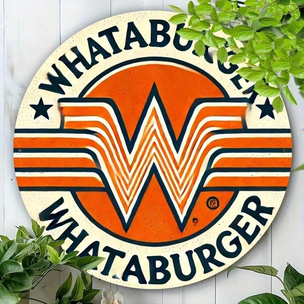 

Whataburger Retro Metal Wall Sign 8 Inch Round Rustic Pub Decor Durable Aluminum Tin Art 20x20 різнокольоровий