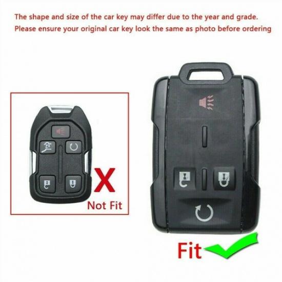 Leather 4 Button Smart Key Fob Cover Case Holder for GMC Sierra Canyon Yukon