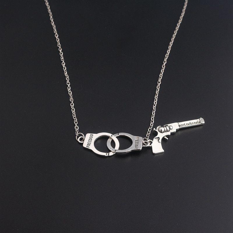 Handcuff & Gun Lariat Necklace Fifty Shades of Grey Pendant Necklace Women Fashion Sexy Jewelry