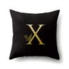 Polyester Pillowcase Car Decoration Black Gold Flower Pillowcase 26 English Letters Home Cushion Cover