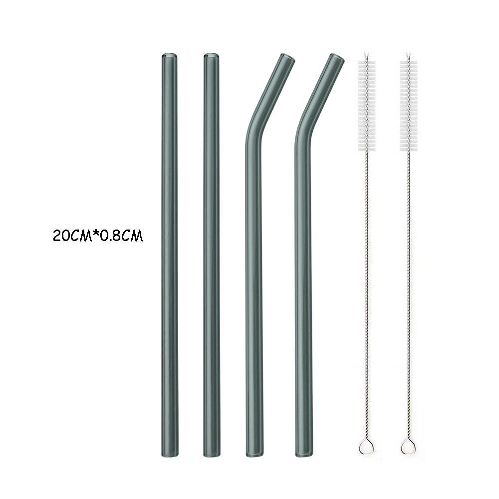 Ekologické brčko s vysokým obsahem borosilikátového skla Barevná opakovaně použitelná brčka pro koktejly Smoothie Příslušenství ke koktejlovému baru s čisticím kartáčem