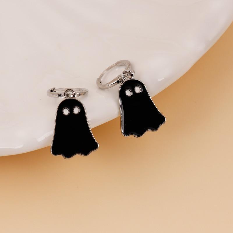 

Cute Halloween Ghost Hoop Earrings Enamel Exquisite Drop Earring Jewelry Accessories Gift for Women Girls чорний