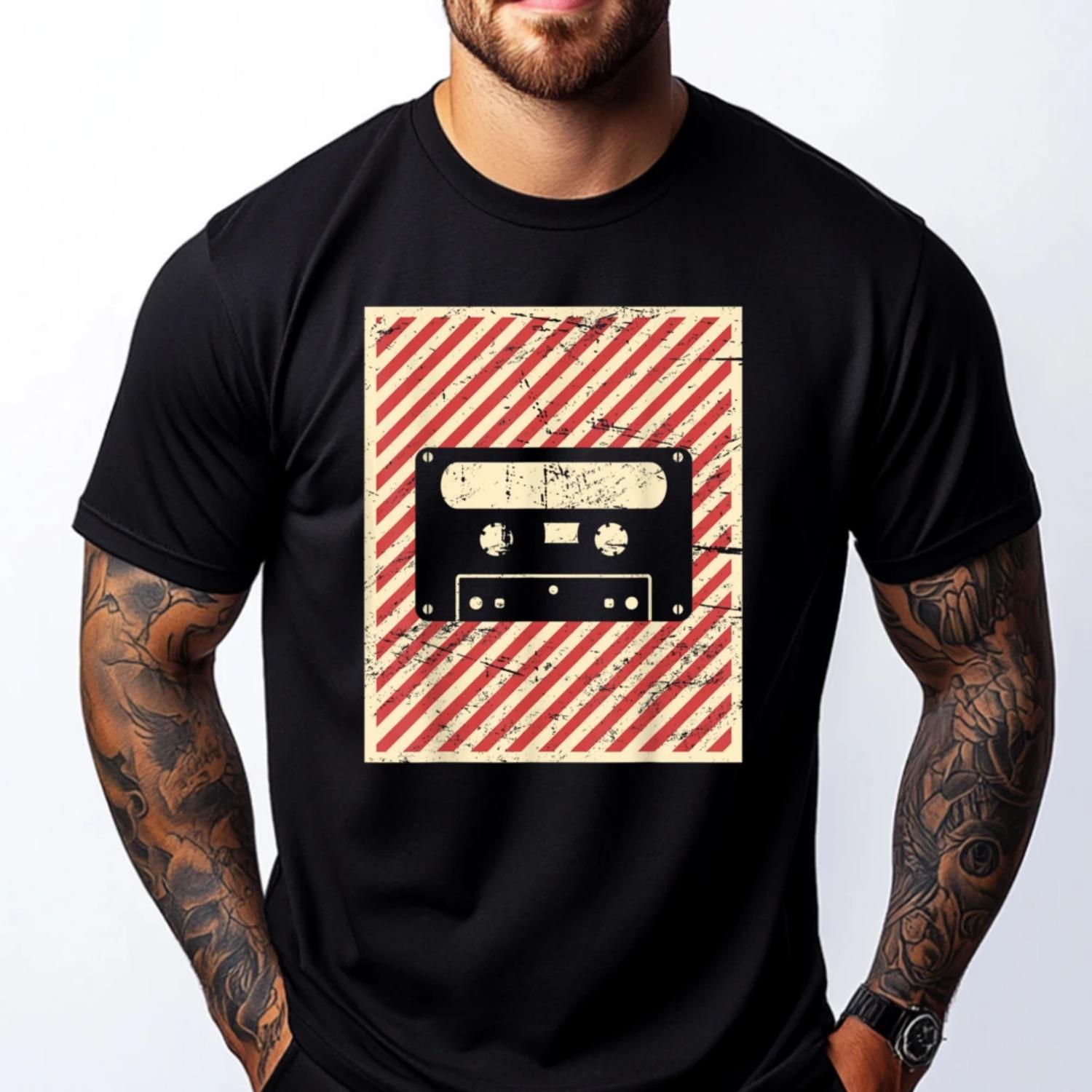 

Retro Style Cassette Brand Clothing Men Short Sleeve Tee Mardi Gras Graphic Tees Men Men s Shirts XXXXXL чорний