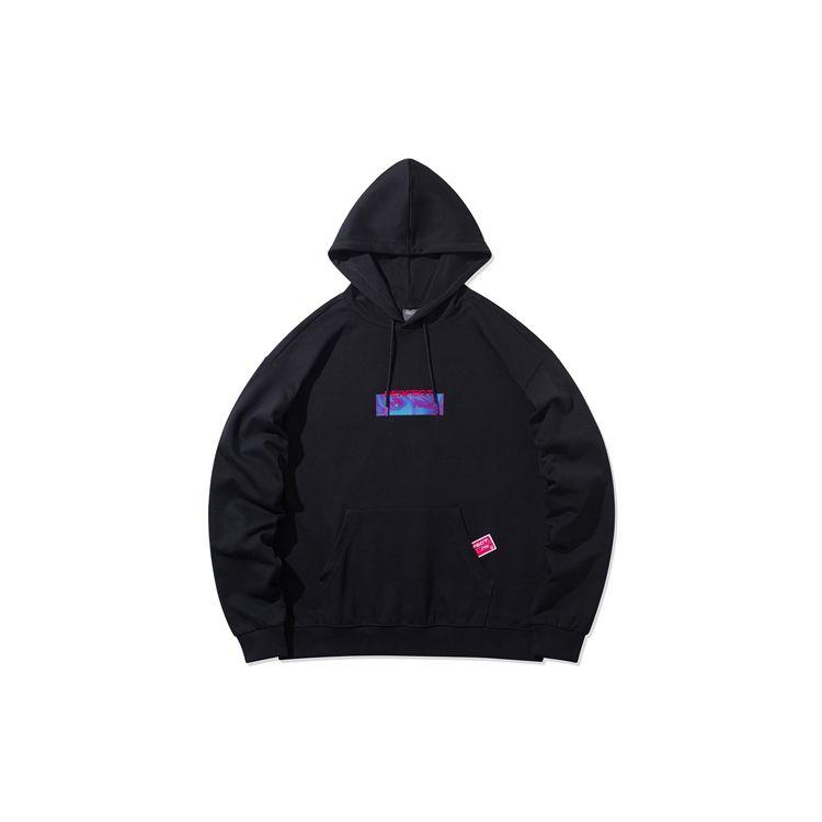 Li Ning X QQ Dance Collaboration Loose Pullover Hoodie Men hoodies Standard-Black AWDQC37-2