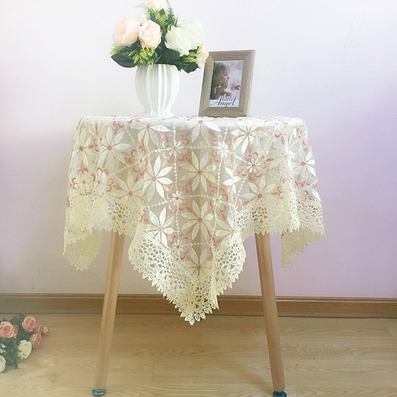 

Curved Moon Lace Tablecloth Small Fresh Coffee Table Tablecloth Dining Tablecloth Fabric Modern Minimalist Rectangular For Home European Style Million flowers Red 60*60cm (including lace size)