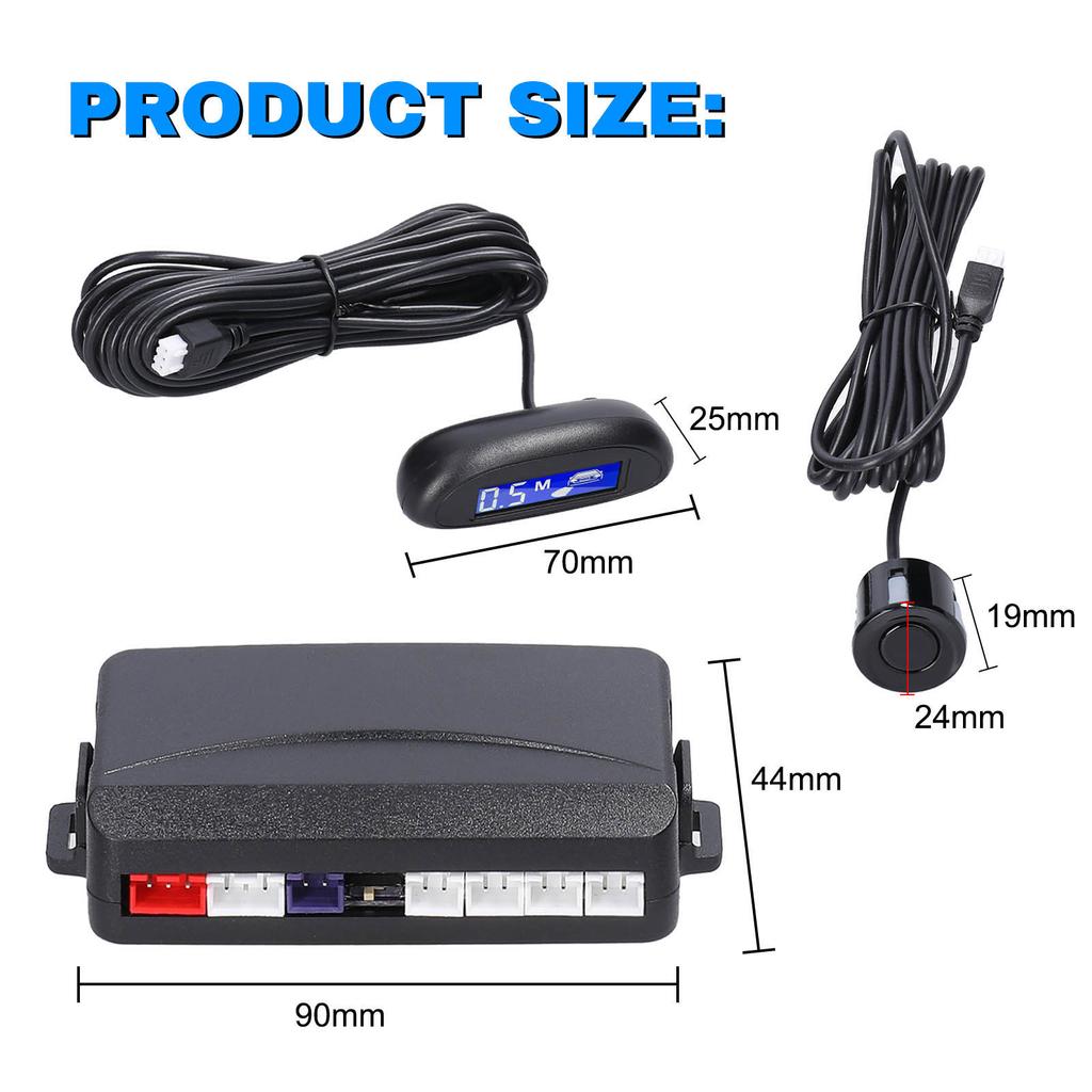 Car Parking Sensor Rear Reversing Radars System with 4 Parking Sensors Distance Detection LCD