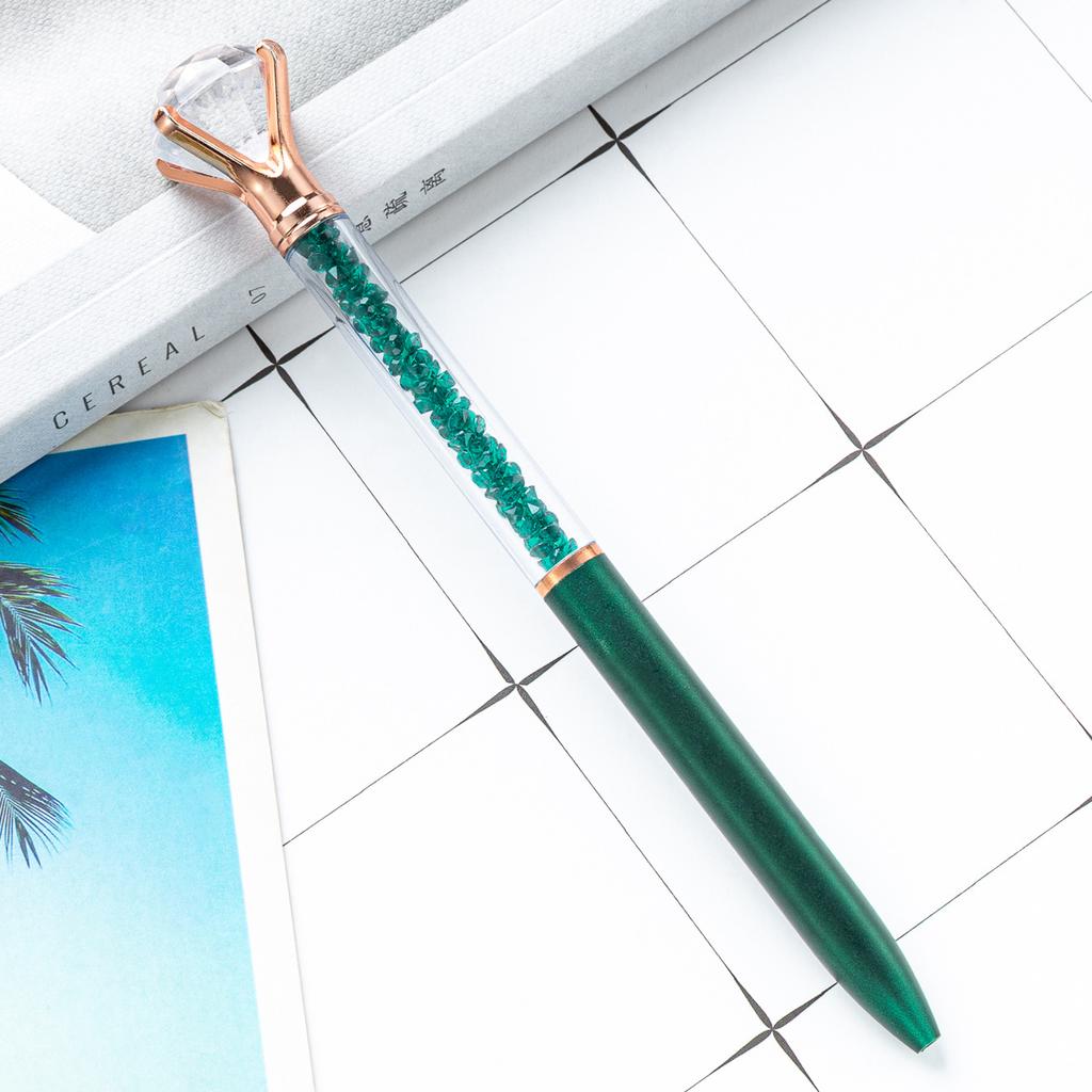 Large Diamond Ballpoint Pen Crystal Rotating Black Refill Pen Imitation Metal Luxury Office Oil Ball Point Pen School Supplies