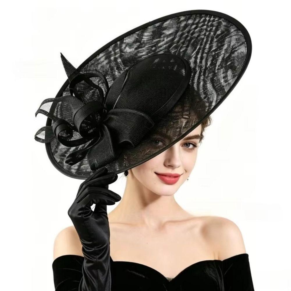 Exquisite Mesh Bow Headband Elegant Tea Party Hat Hair Clip Vintage Kentucky Hat  Stage Performance