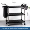 Three-tier Stainless Steel Service Cart: Meal, Food, Beverage, and Dish Collection Trolley for Restaurants and Hotels.