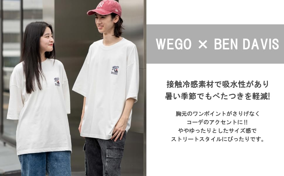 WEGO Short Sleeve by Cool Touch with Summer Size White Men's T-Shirt, Custom-Made BENDAVIS, One-Point Design, Clothing, Gift, M,