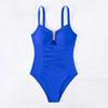 Costum de baie dintr-o singură piesă pentru femei, cu decolteu în V adânc, pliat, monokini, cu uscare rapidă, îmbrăcăminte de plajă