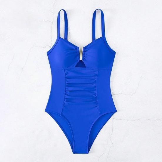 Costum de baie dintr-o singură piesă pentru femei, cu decolteu în V adânc, pliat, monokini, cu uscare rapidă, îmbrăcăminte de plajă