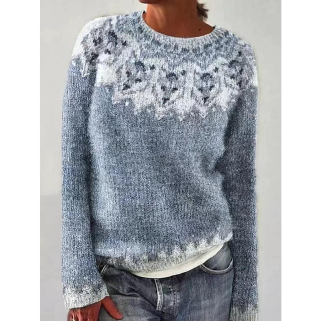 Pull, Femme, Col Rond, Bloc de Couleurs, Coupe Ample, Pull-over, Pull Tricoté, Chaud, Haut Décontracté