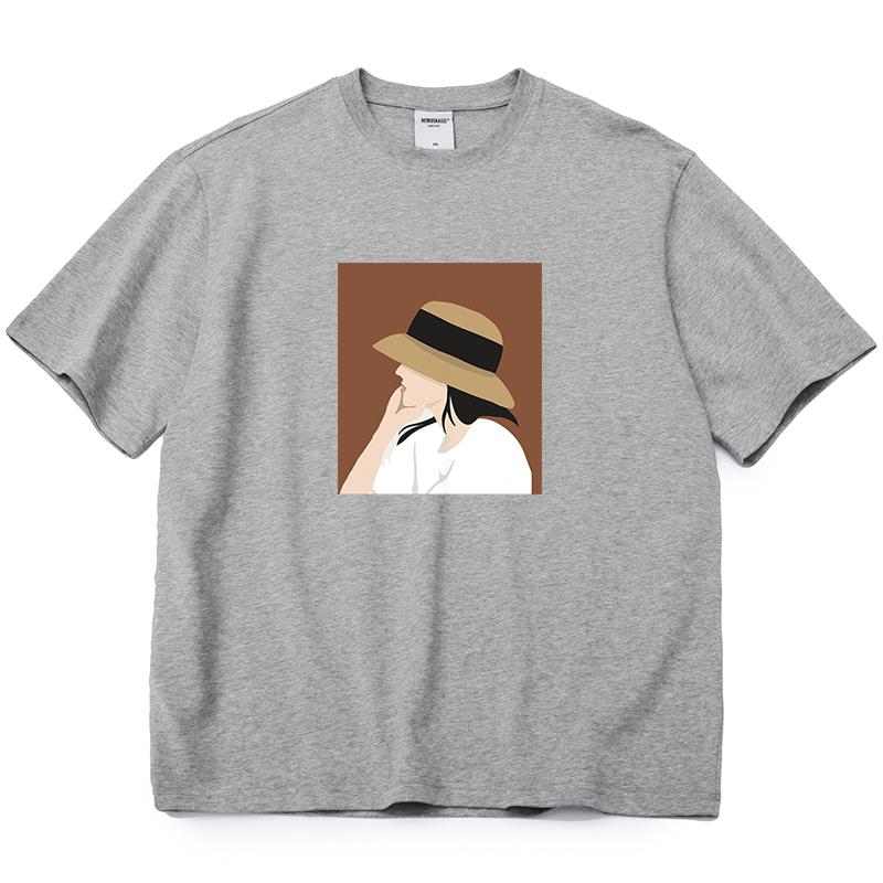 Shellsuning Summer 100% Cotton Soft Printed T-shirts Women 2023 New Fashion Simple O-neck Basic Harajuku Tees Casual Girl Top Female All-match Tops