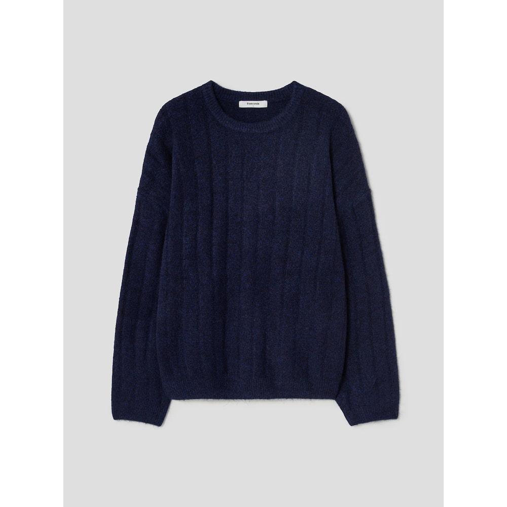 8Seconds Boucle Ribbed Round Knit Blue Blue/M