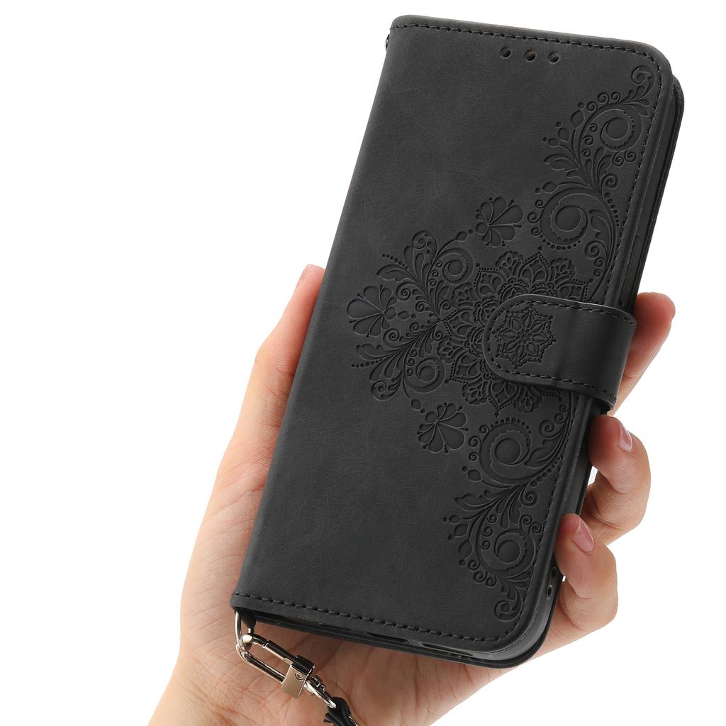For Samsung Galaxy S25 FE Case Flower Pattern PU Leather Wallet Phone Cover with Strap