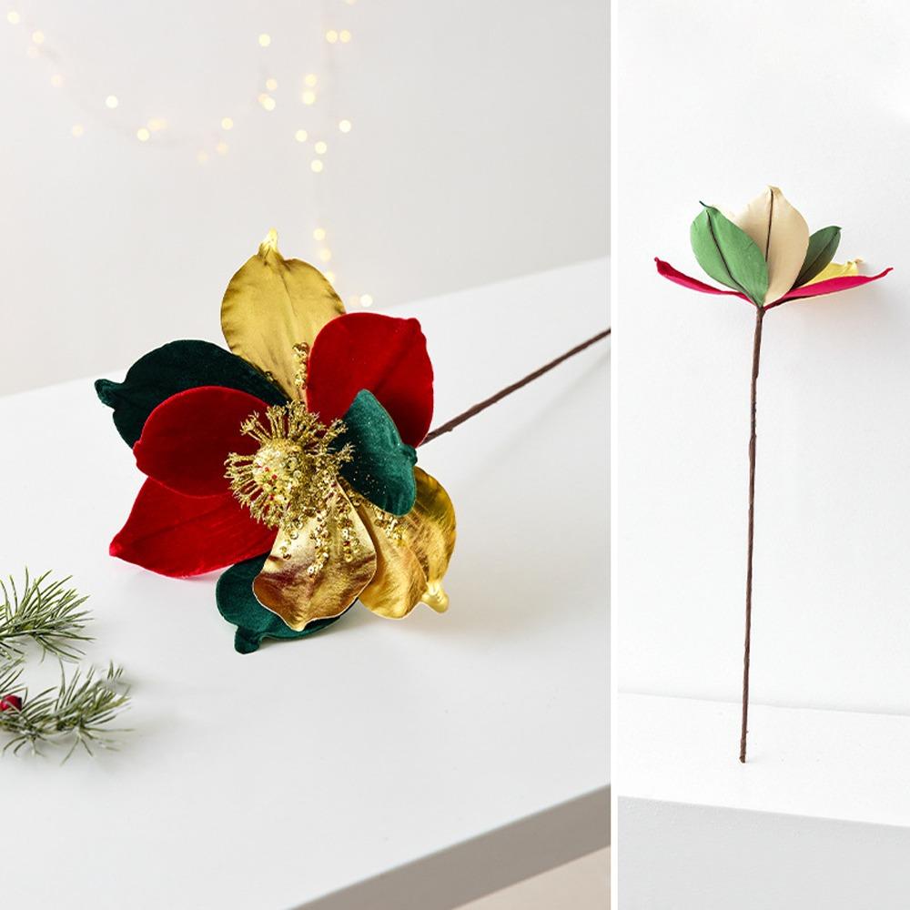 Large Glitter Artificial Christmas Flower Beautiful Xmas Tree Ornaments  Party Supplies