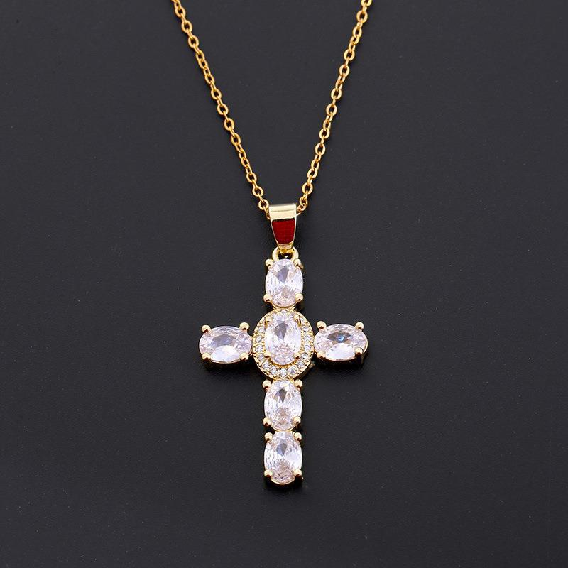 Xiyin Multicolor Zircon Cross Pendant Necklace