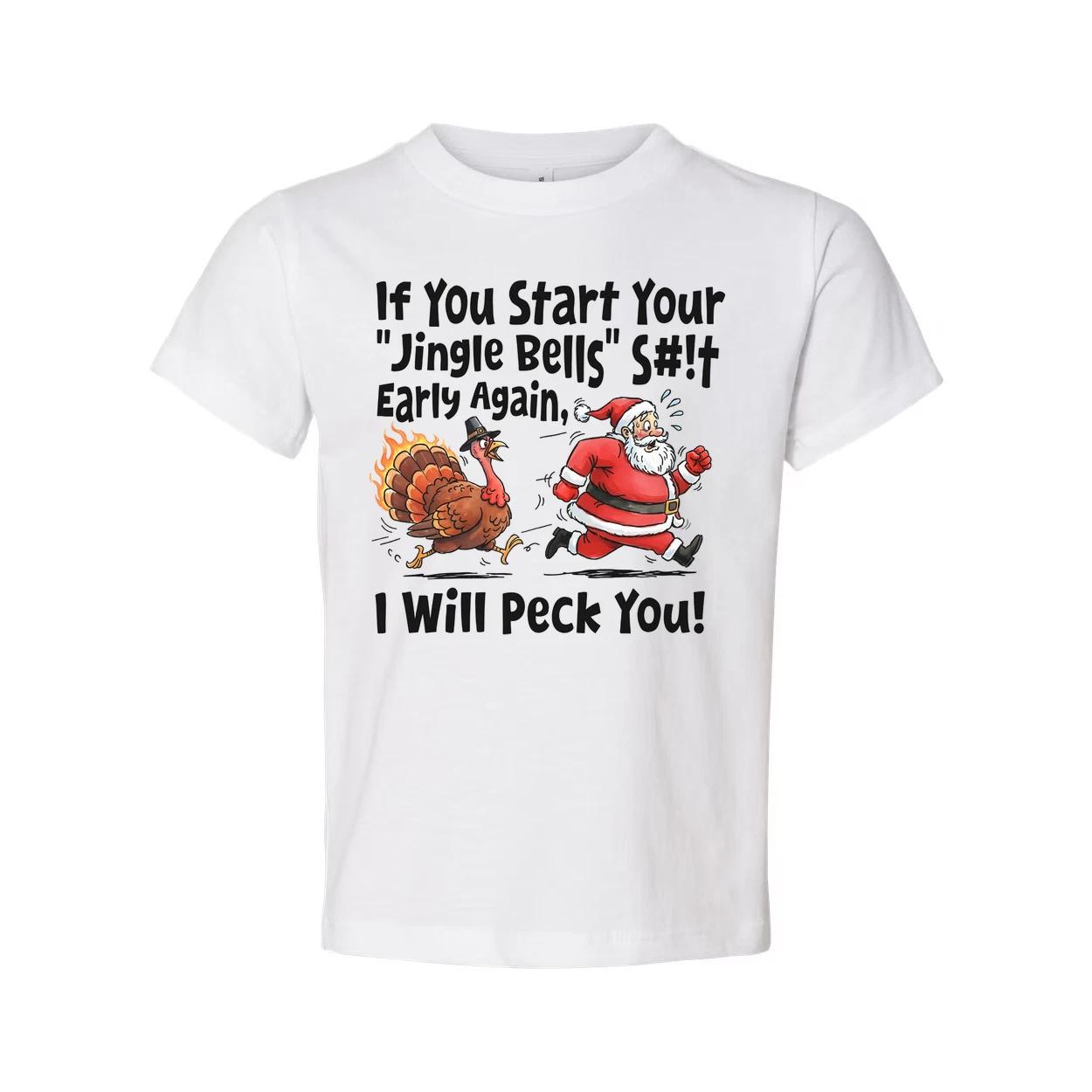 

Christmas Unisex T Shirt With Santa And Turkey Cartoon And Humorous Quote About XL