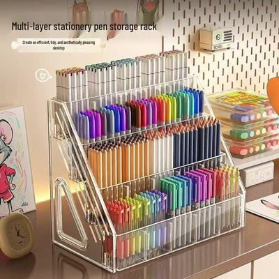 Acrylic Watercolor Pen Holder: Large Capacity Desk Organizer for Drawing Pens and Markers