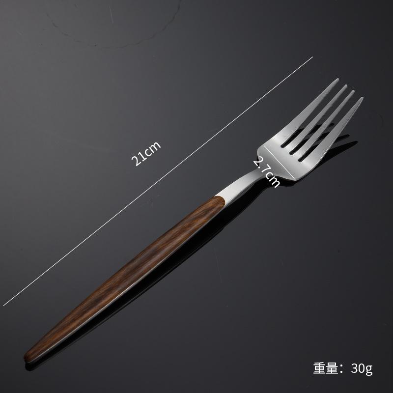 430 stainless steel handle Portuguese tableware knife fork spoon set Steak knife Japanese wood grain housewarming gift