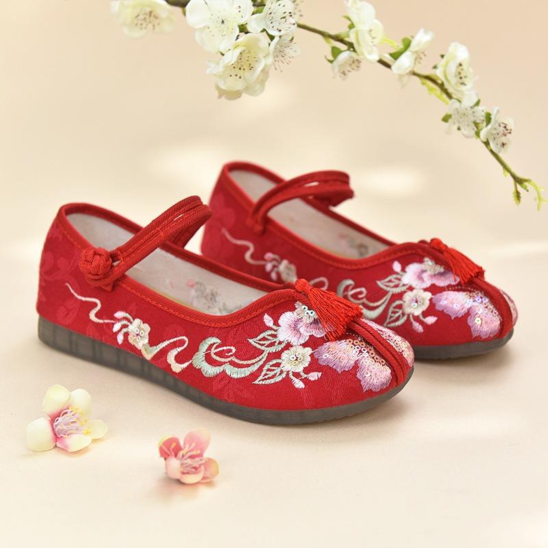 Old Beijing Cloth Shoes, Ancient Style Embroidery, Shallow Mouth, Breathable, Versatile Casual Shoes, Ethnic Style Embroidered Shoes
