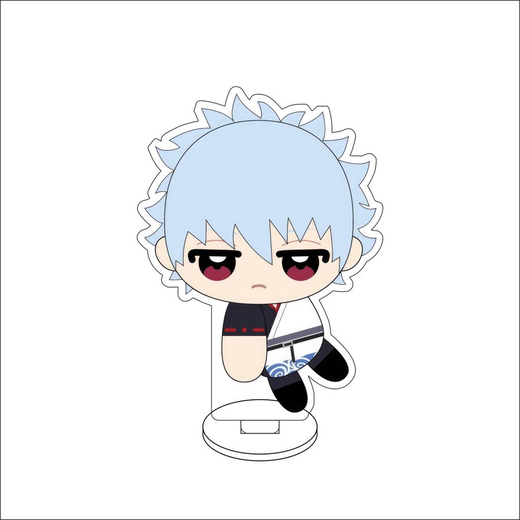 10CM Anime GINTAMA Figure Stand Model Sakata Gintoki/Shimura Shinpachi/Kagura/Sadaharu Cute Desk Decor Standing Sign Gifts