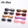 6pcs Small Oval Sunglasses Women Men Trendy Vintage Colorful Design Cat Eye Sun Glasses Female Leopard Black Punk Eyewear UV400
