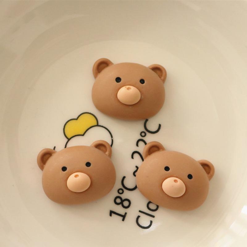 Milk Tea Color Bear Biscuits DIY Resin Handmade Jewelry Accessories Cream Glue Hairpin Brooch