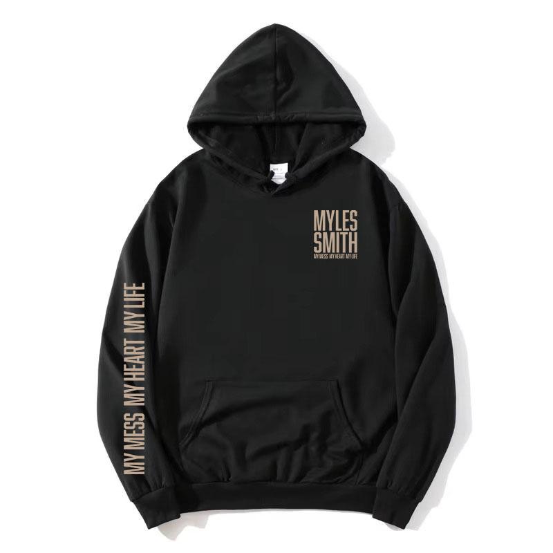 

My Mess, My Heart, My Life Hoodies Myles Smith Print Sweatshirt Long Sleeve Fleece Hooded Pullovers Unisex Streetwear Top L
