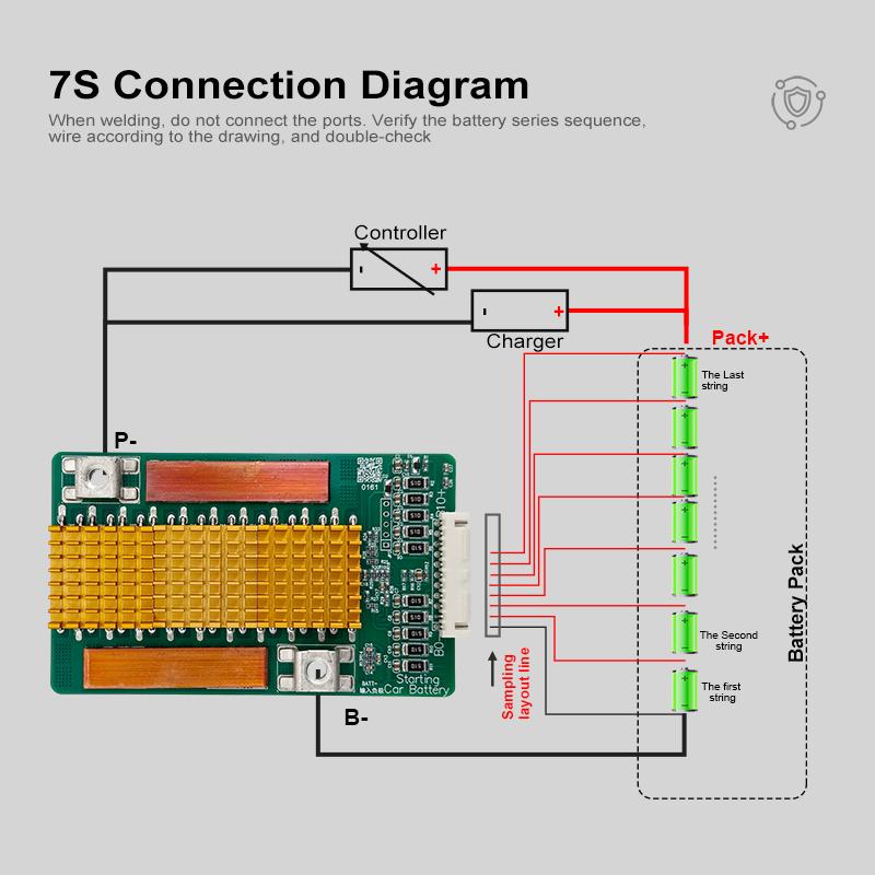 Плата защиты аккумулятора из титаната лития LTO 4S 5S 6S 7S 8S 9S 10S 80A 100A 2.3V 2.4V 1000A Пик для запуска автомобиля BMS с балансировкой