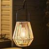 Solar Rattan Bambus Lampe med Lyssensor Automatisk PÅ/AV IP65 Vanntett Retro Stil Håndlaget dekorativ Solar Lanterne Dekor