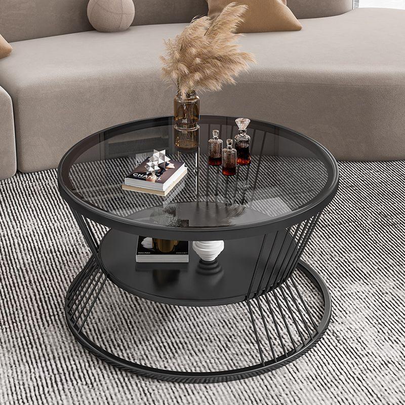 Nordic Toughened Glass Coffee Tables For Home Furniturey Living Room Round Tea Table Light Luxury Household Leisure Side Tables