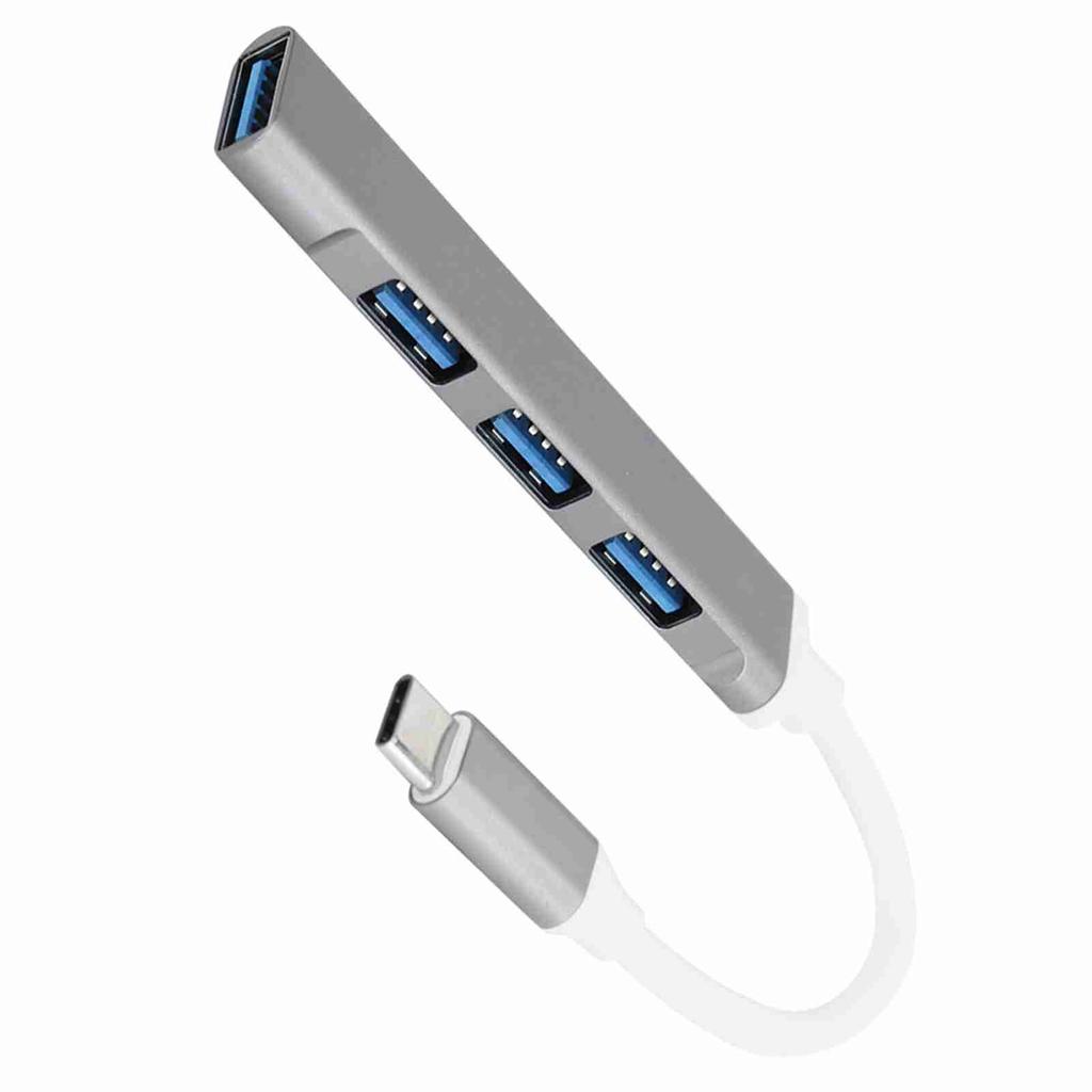 4Port USB 3.0 Hub MultiFunction Type C Splitter Extender Dock Adapter OTG PC(Silver )