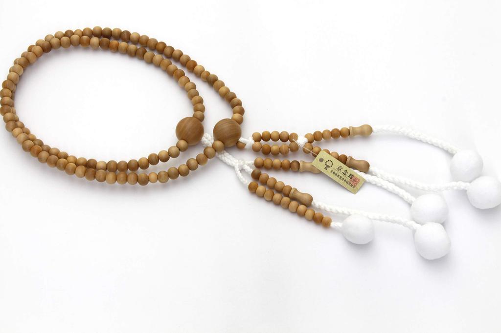 Soka Gakkai prayer made in solid cotton wooden SGI yellow yang for men beads, natural, Kyoto, boxwood, tassel, beads, (Tsuge)