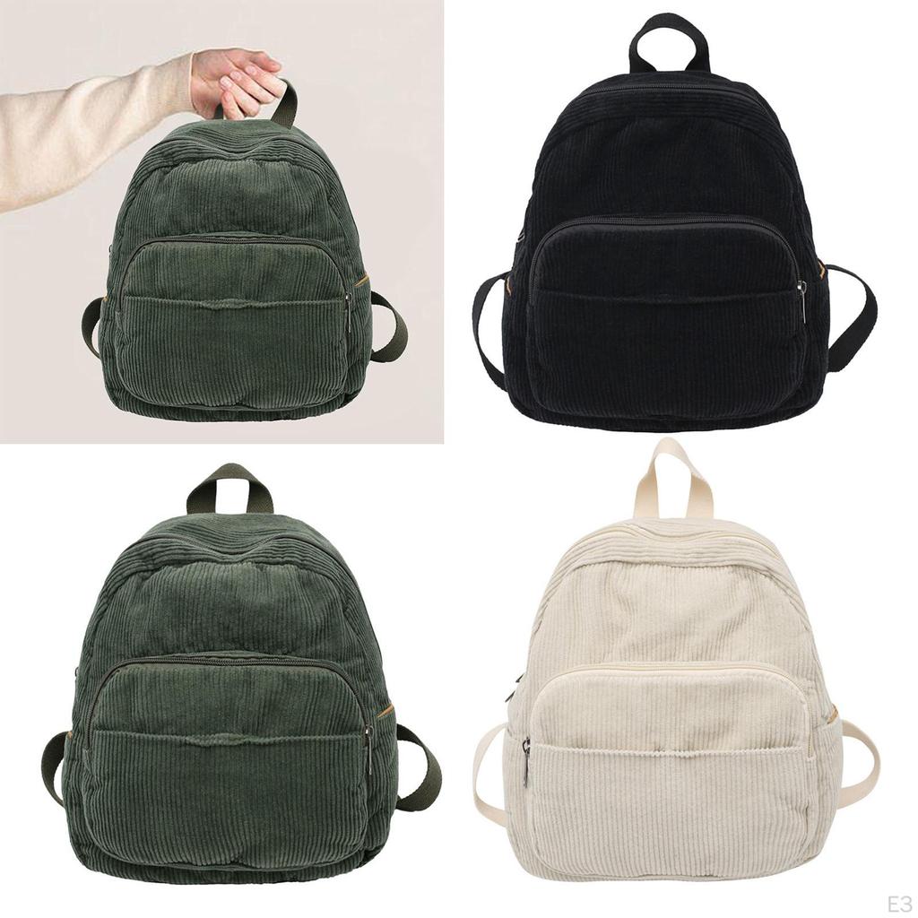 Fashion Backpack for Teen Girls Knapsacks Corduroy Portable Lightweight Daypack Rucksack