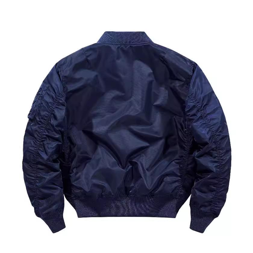 Pilotná bunda pánska bomber bunda Pánske retro bomber bundy Pánska ležérna jednofarebná bunda na zips Voľný strih Pánske kabáty