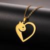 Cazador Animal Cat Kitten Heart Pendant Women's Necklace Stainless Steel Cute Choker Chain Jewelry Birthday Valentine Gift 2026