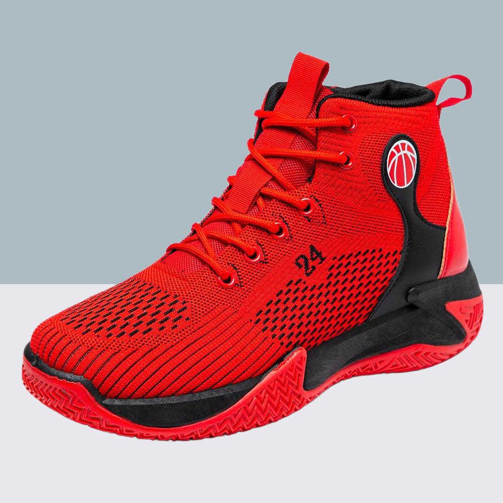 Modne młodzieżowe buty sportowe za kostkę Flyknit do koszykówki, na zewnątrz i do biegania 37 black
