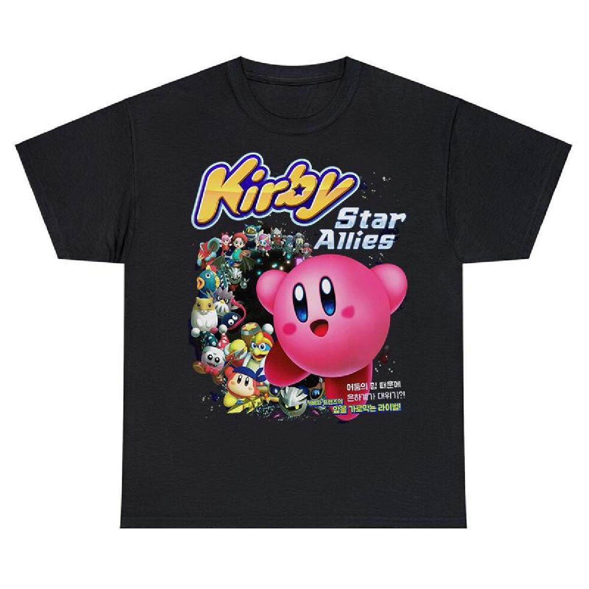 

Футболка Kirby Star Allies, повседневная, забавная, японская, аниме, хлопковая, с коротким рукавом, в стиле Харадзюку, уличная, винтажная, повседневная, унисекс, топы S