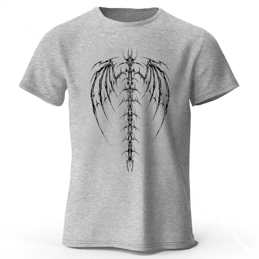 New Dark Devil Spine Print Pure Cotton Short Sleeved Menswomens Loose Soft and Comfortable Tshirt for Street Fashion Top