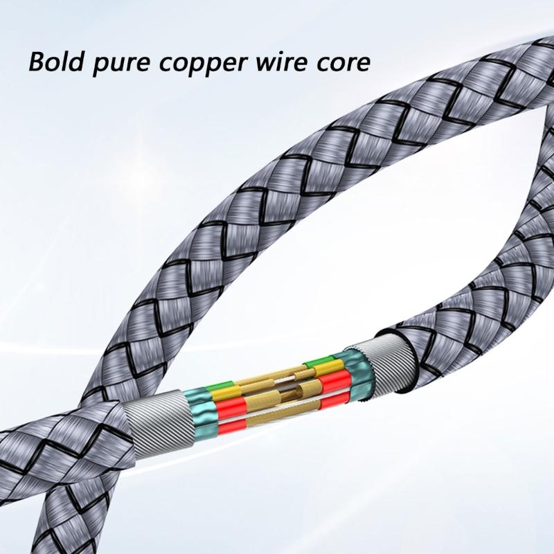 100W Type C Cable Nylon Braid Cord 1 To 2 Splitter Cord Simultaneous Charging Line For 2 Devices Flexible
