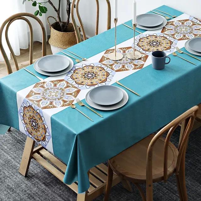 Modern Bohemian Datura Printing Waterproof Table Tablecloth Wedding Decoration Rectangular Coffee Tablescover Mantel Antimanchas