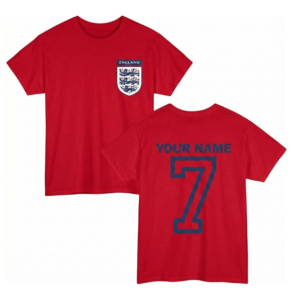 Personalised England Football Tshirt Custom Name Age Sports Lover For Tee S