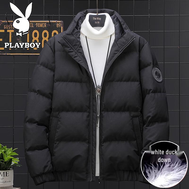 Playboy Men s Winter Down Jacket 8XL чёрный