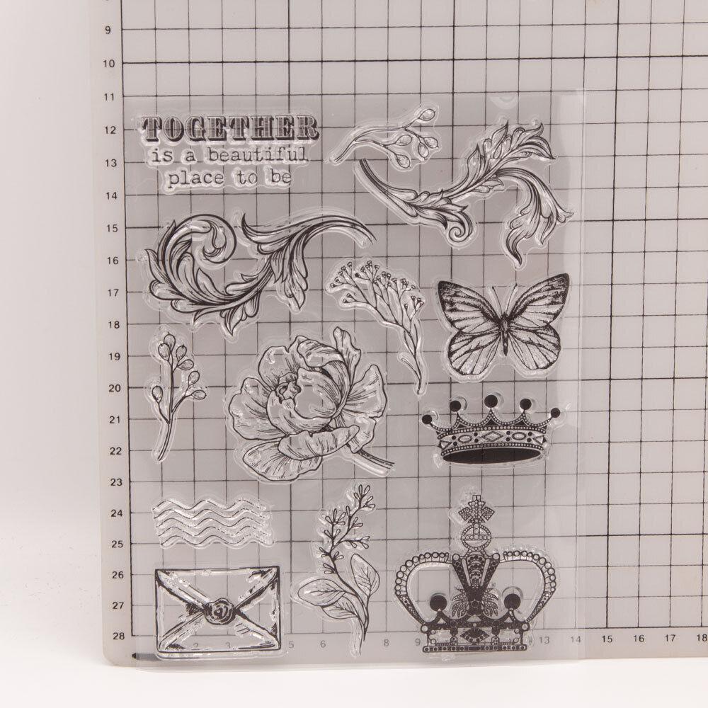 Flower Transparent Silicone Clear Stamps for Seal DIY Scrapbooking Photo Album Decor Poker Tulip Butterfly