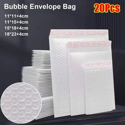 20Pcs New Soft Bubble Mailers Waterproof Pearlescent Film Shipping Bags 11/15/18cm Self Sealing White Foam Envelope